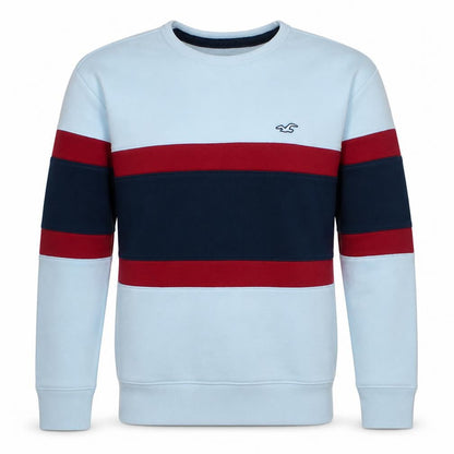 Hollister Men’s Multicoloured Striped Crew Neck Sweatshirt M