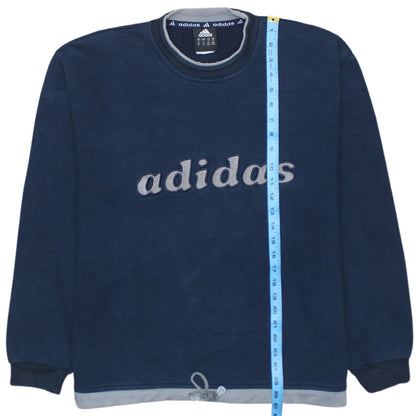 Adidas Men's Blue Pullover Sweatshirt M Logo Fleece Vintage