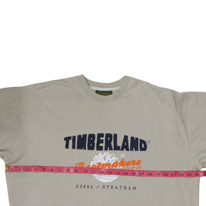 Timberland Women's Beige Embroidered Sweatshirt Size 16 Cotton Pullover