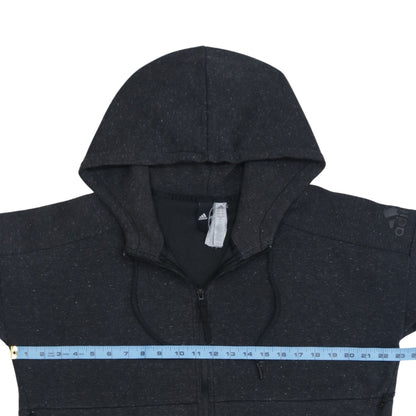 Adidas Women Black Full Zip Hoodie Size 16-18 L Hooded Sweatshirt