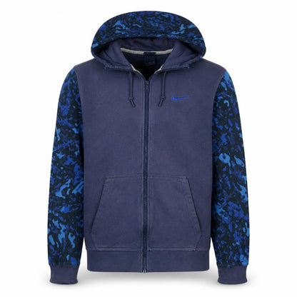 Nike Men's Blue Full Zip Camouflage Sleeve Hoodie Size S
