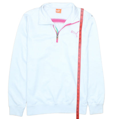 Puma Women's White Pink 1/4 Zip Pullover Sweatshirt M