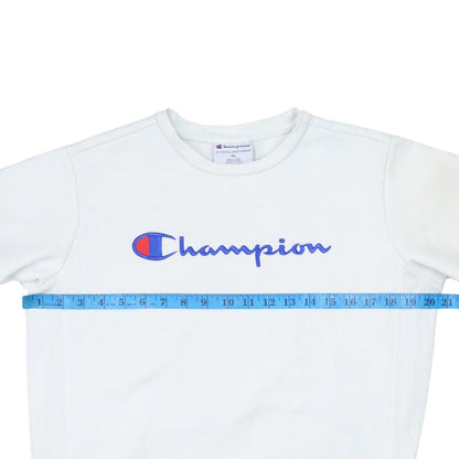 Champion Womens White XL Crew Neck Logo Sweatshirt