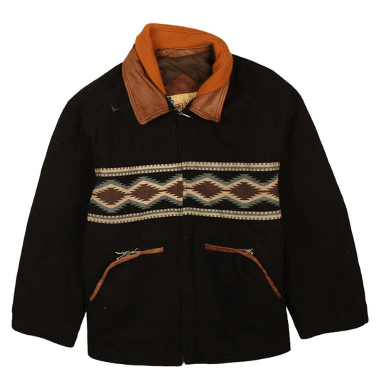 Diesel Men Brown Wool Leather Western Aztec Bomber Jacket L