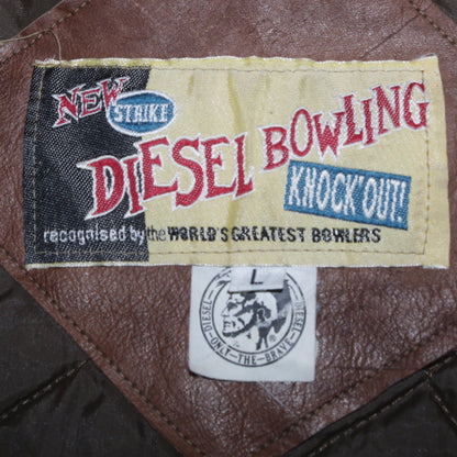 Diesel Men Brown Wool Leather Western Aztec Bomber Jacket L