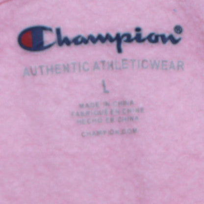 Champion Girls Pink Pullover Hoodie L Graphic Print Cotton Blend