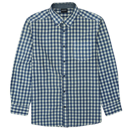 No Boundaries Men's Blue Check Button-Down Long Sleeve Shirt Size L