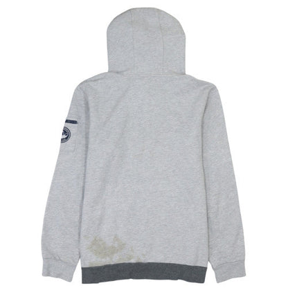 Adidas Mens Grey Pullover Hoodie M Logo Graphic Cotton Fleece