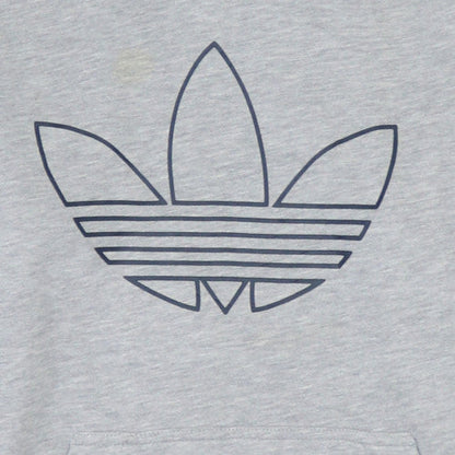 Adidas Mens Grey Pullover Hoodie M Logo Graphic Cotton Fleece