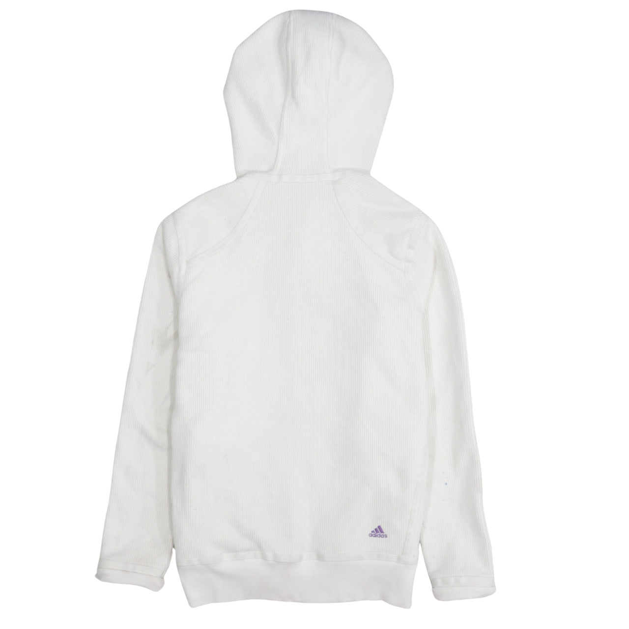 Adidas Womens White Hooded Full Zip Hoodie Size 14 Polyester