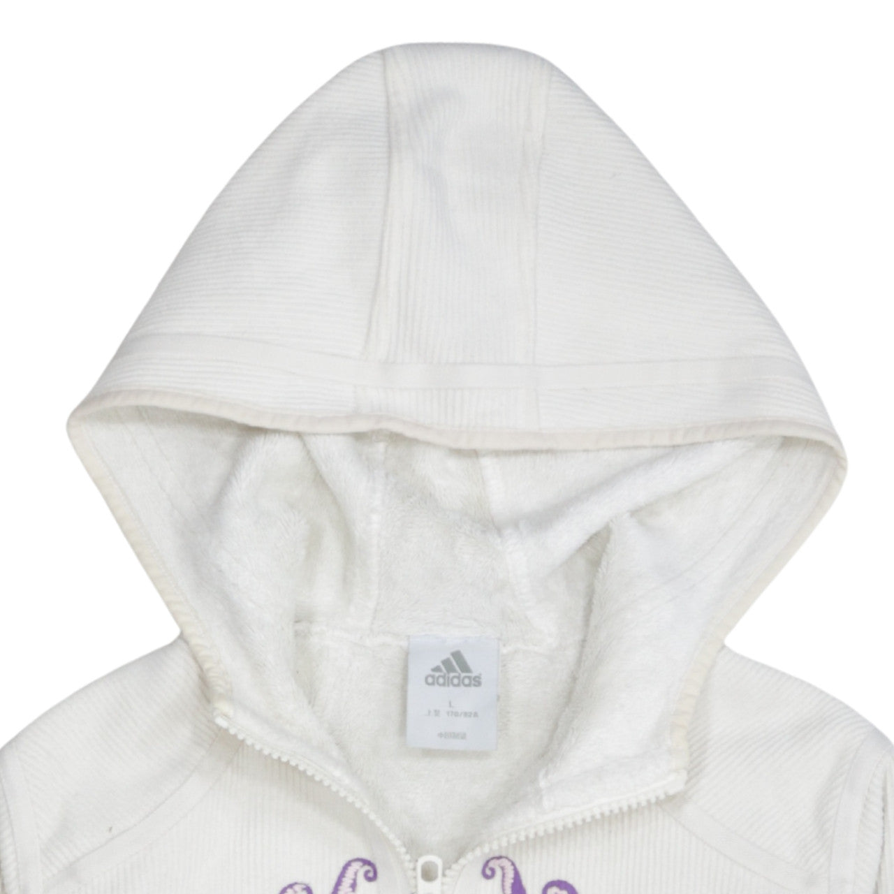 Adidas Womens White Hooded Full Zip Hoodie Size 14 Polyester