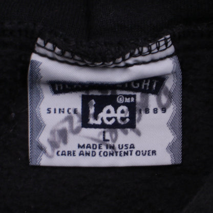 Lee Men's Black Pullover Hoodie L Logo Sports Graphic Vintage