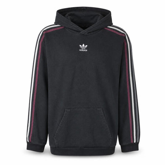 Front view of Adidas Men Black Hoodie Medium Pullover Cotton Blend Casual