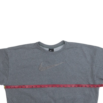 Nike Women Grey Logo Crew Neck Pullover Sweatshirt Size L
