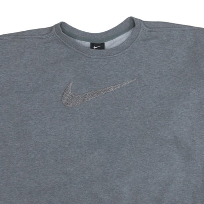 Nike Women Grey Logo Crew Neck Pullover Sweatshirt Size L