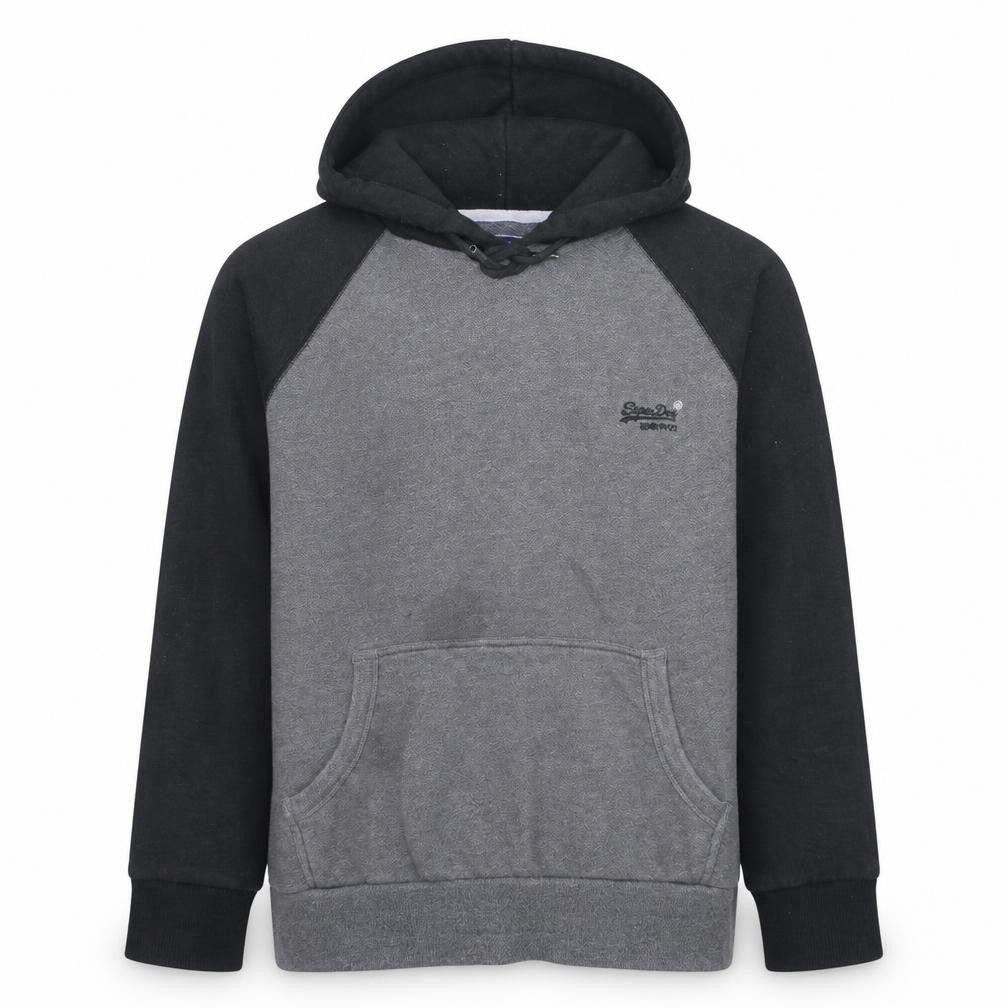 Superdry Men’s Grey & Black Pullover Hoodie 3XL Regular Fit