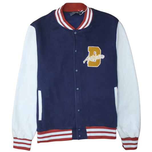 Primark Men's Blue Varsity Jacket Size L Cotton Blend Snap Front