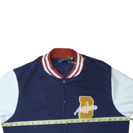 Primark Men's Blue Varsity Jacket Size L Cotton Blend Snap Front