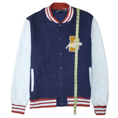 Primark Men's Blue Varsity Jacket Size L Cotton Blend Snap Front