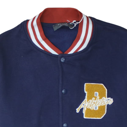 Primark Men's Blue Varsity Jacket Size L Cotton Blend Snap Front