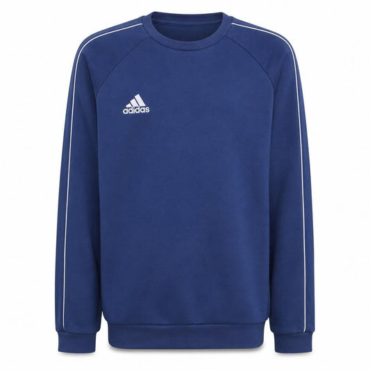 Front view of Adidas boys’ blue crew neck pullover fleece sweatshirt 13-14 years