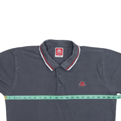 Kappa Men's Grey X-Large Polo Shirt with Red Trim Embroidered Logo