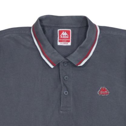Kappa Men's Grey X-Large Polo Shirt with Red Trim Embroidered Logo