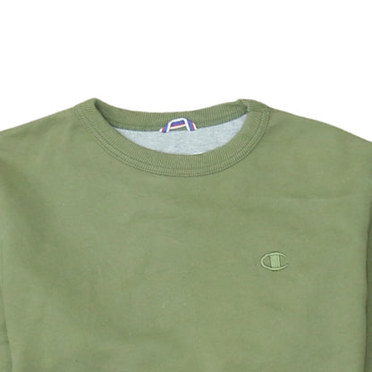 Champion Men's Green Crew Neck Fleece Sweatshirt Size S Regular Fit
