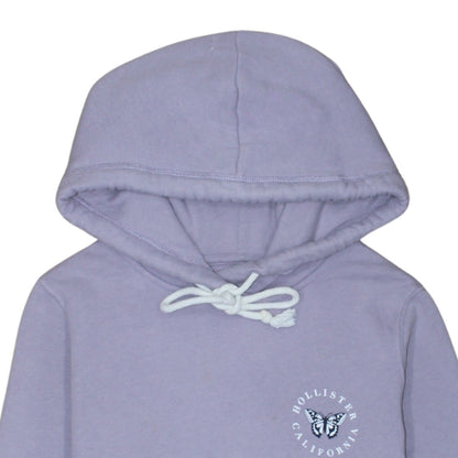 Hollister Women’s Lilac Pullover Hoodie XS Cotton Blend Butterfly Logo
