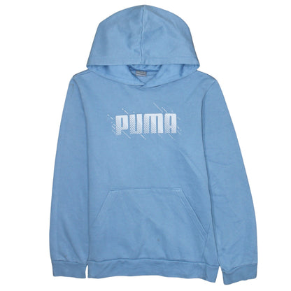 Puma Boys Blue Pullover Hoodie 13-14 Years Logo Graphic Sweatshirt