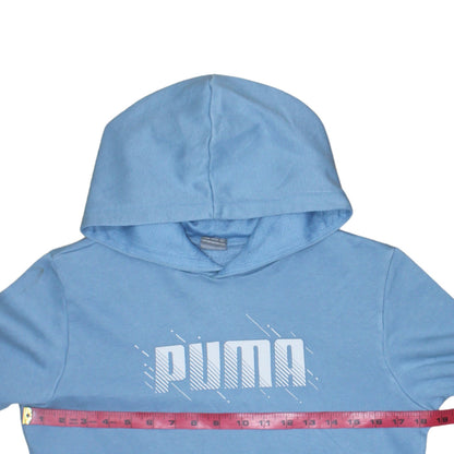 Puma Boys Blue Pullover Hoodie 13-14 Years Logo Graphic Sweatshirt