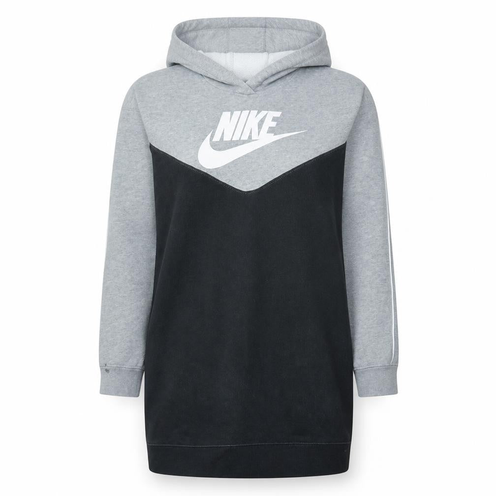 Nike Womens Grey Black Pullover Hoodie Size M Colourblock Logo Sweatshirt