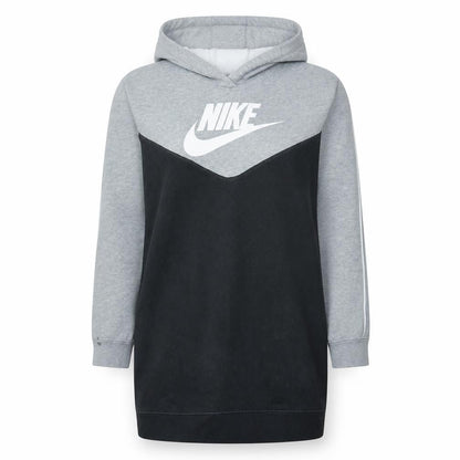 Nike Womens Grey Black Pullover Hoodie Size M Colourblock Logo Sweatshirt
