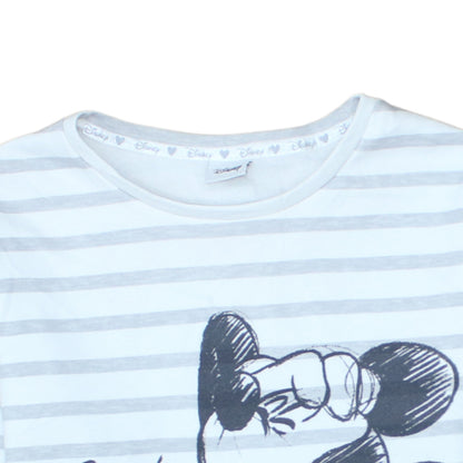 Disney Women’s Grey Striped Pullover Sweatshirt Mickey Mouse S