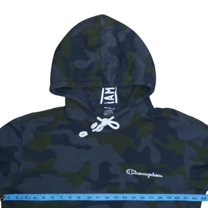 Champion Men's Green Camouflage Pullover Hoodie Size L