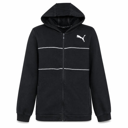 Front view of Puma boys’ black full zip hoodie 13-14 years fleece sportswear