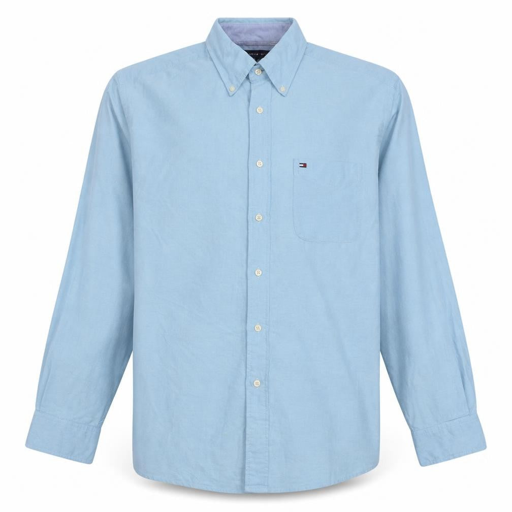 Tommy Hilfiger Men's Blue Button-Down Cotton Casual Shirt M