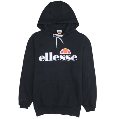 Ellesse Womens Black Pullover Hoodie Size 10 Cotton Blend Logo Sweatshirt