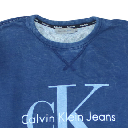 Calvin Klein Jeans Men's Blue Logo Crew Neck Sweatshirt Size S
