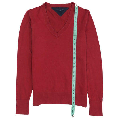 Tommy Hilfiger Men's Red V-Neck Cotton Blend Jumper Size M