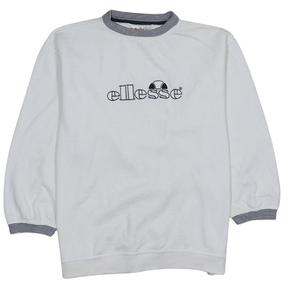 Ellesse Women White Logo Crew Neck Pullover Sweatshirt UK 14