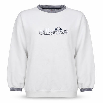 Ellesse Women White Logo Crew Neck Pullover Sweatshirt UK 14