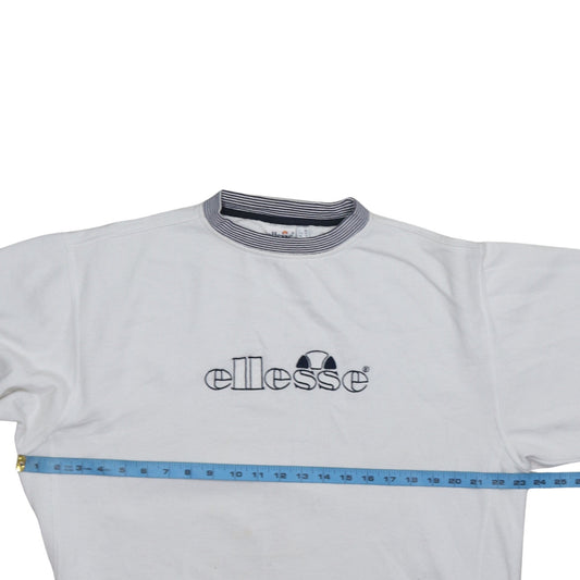 Ellesse Women White Logo Crew Neck Pullover Sweatshirt UK 14