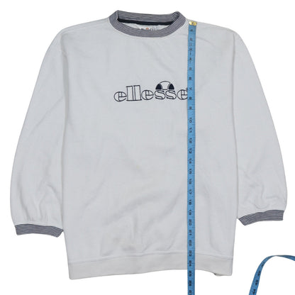 Ellesse Women White Logo Crew Neck Pullover Sweatshirt UK 14