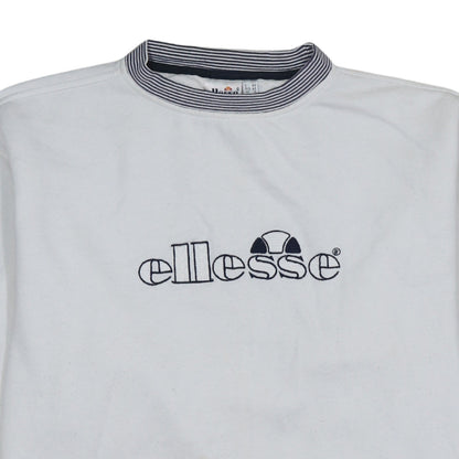 Ellesse Women White Logo Crew Neck Pullover Sweatshirt UK 14