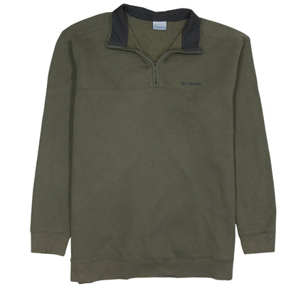 Columbia Mens Green 2XL 1/4 Zip Fleece Sweatshirt Outdoor Hiking