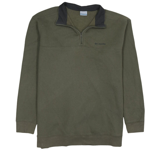 Columbia Mens Green 2XL 1/4 Zip Fleece Sweatshirt Outdoor Hiking