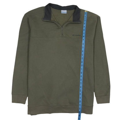 Columbia Mens Green 2XL 1/4 Zip Fleece Sweatshirt Outdoor Hiking
