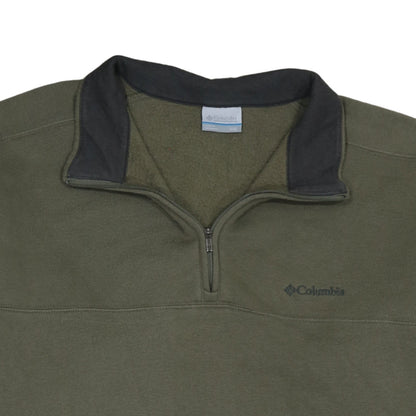 Columbia Mens Green 2XL 1/4 Zip Fleece Sweatshirt Outdoor Hiking