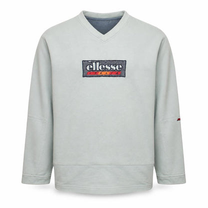 Ellesse Mens Grey XL Pullover Sweatshirt V-Neck Retro Logo Top